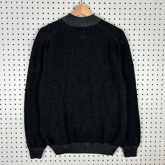 Johnnie O Merino Wool Black Sweater Henley Men's Large Pullover Casual Tech 100% - Picture 4 of 7